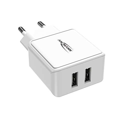 ANSMANN 2 Puertos USB Charger 12W - Cargador USB con Control de Carga Inteligente para Smartphone