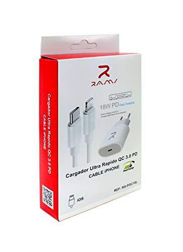 Cargador Ultra Rápido QC 3.0 PD 18W con Cable Salida Lightning