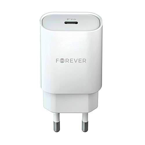 FOREVER Cargador de 18 W PD Power Delivery 3.0, Cargador rápido Adecuado para Samsung S10 S9 S8 A50 M30