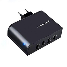 Cargador Adaptador USB Universal DE Pared Phoenix PHMULTIUSBCHARGER 4 X USB Negro 5.1V 2.1A