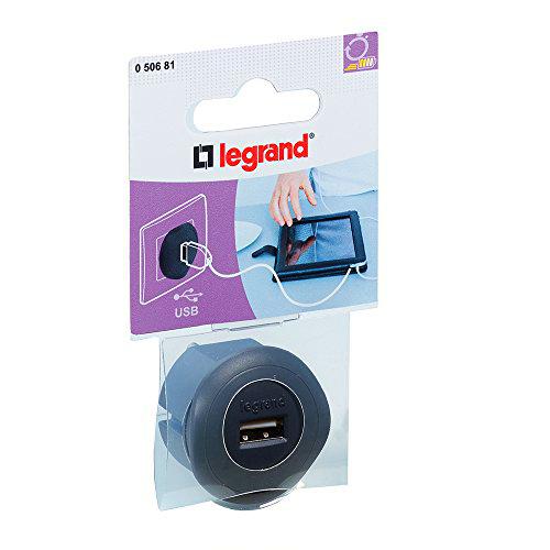 Legrand, Cargador usb enchufe, Schuko, Negro