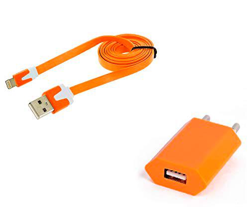 Shot Case Cable nodale 1 m Cargador + Toma Sector de plástico para iPhone Apple Naranja