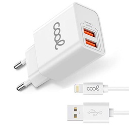 Cargador Red para iPhone Cool 2 x USB + Cable Lightning 1,2m (2.4 Amp)