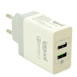 IGGUAL Cargador 2 X USB Carga Rápida Qc3.0, 30 W