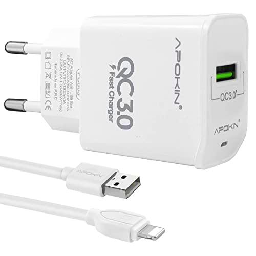 APOKIN® Cargador Ultra Rápido 20w con Cable de Carga para iPhone Cargador rápido para lPhone 13 IP 12/12mini/12 Pro/ 12 Pro MAX/ 11/11 Pro/ 11 Pro MAX