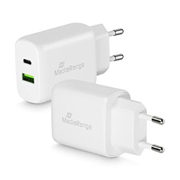 MediaRange Cargador de Enchufe de 25 W con Salida USB-A y USB-C