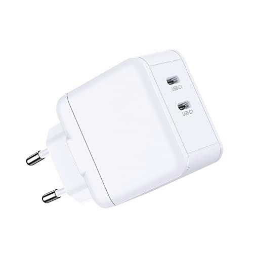 45W USB C Cargador, GAN II Dual USB C Cargador de Pared